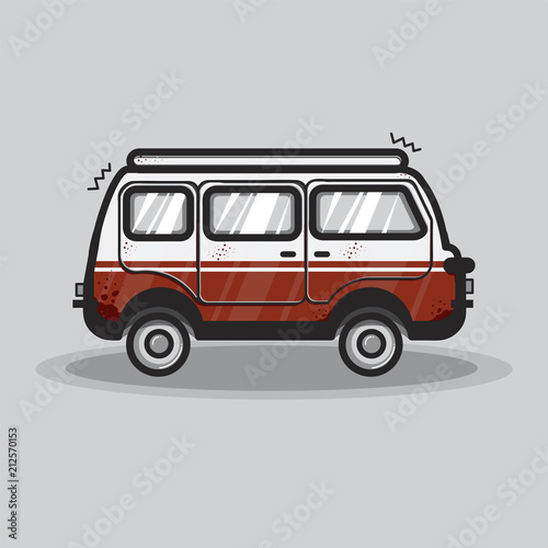 Van on gray background illustration