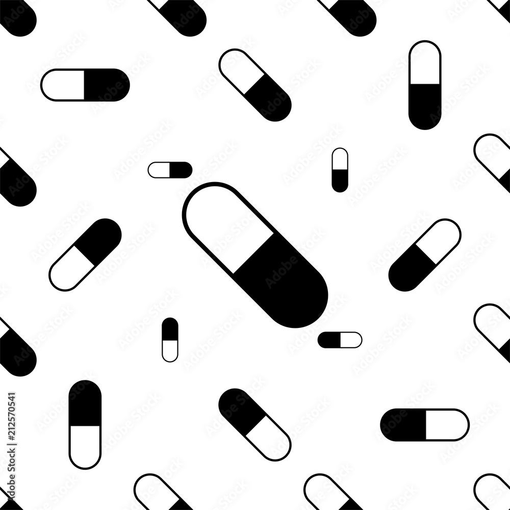 Seamless Pattern Of Capsule Pills Seamless Pattern Of Capsule Pills