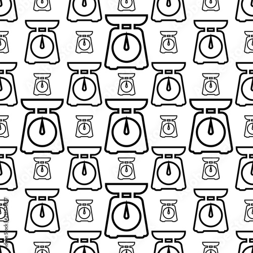 Kitchen Weight Scale Icon Seamless Pattern