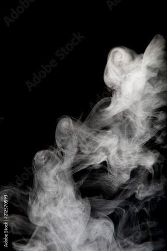White smoke isolated on black background.