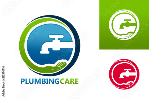 Plumbing Care Logo Template Design Vector, Emblem, Design Concept, Creative Symbol, Icon
