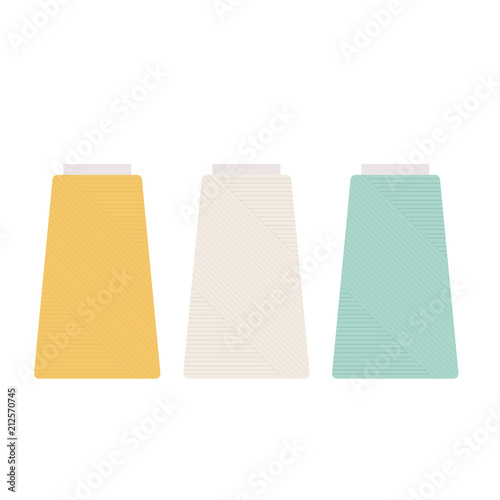 Colorful thread rolls icon illustration