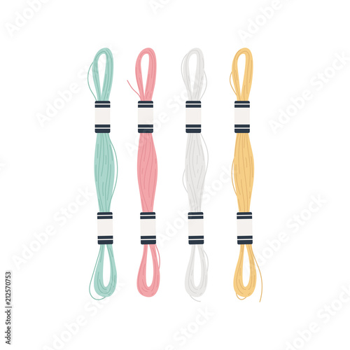 Mixed colorful threads icon illustration
