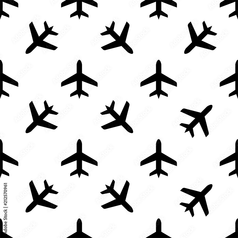 Airplane Icon Seamless Pattern
