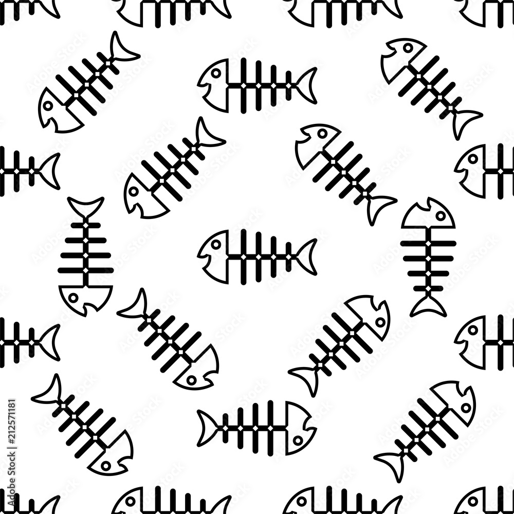 Obraz premium Fish Bone Icon Seamless Pattern