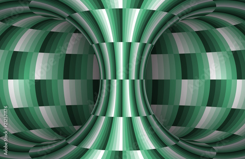 Moving checkered hyperboloid background. Vector optical illusion illustration.