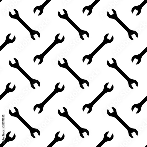 Open End Wrench Icon Seamless Pattern, Spanner Seamless Pattern