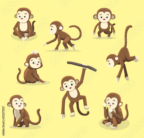 Monkey Poses Cartoon Vector Illustration