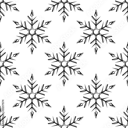 Snowflake, Snow, Ice Crystal Shape Seamless Pattern