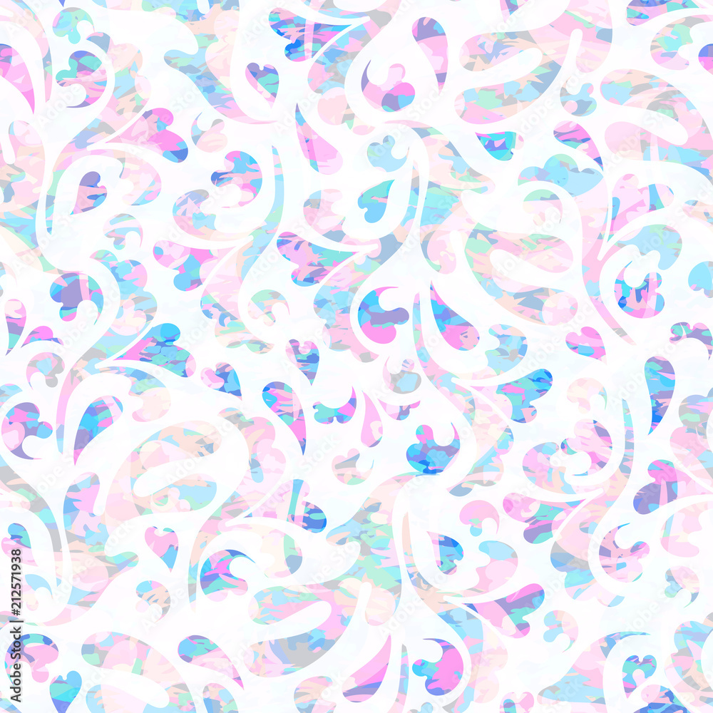 Seamless pattern of abstract floral ornament with curled leaves. Vector illustration for fabric, textile, clothes, wallpapers, wrapping. Seamless pattern of abstract floral ornament with curled leaves. Vector illustration for fabric, textile, clothes, wallpapers, wrapping.