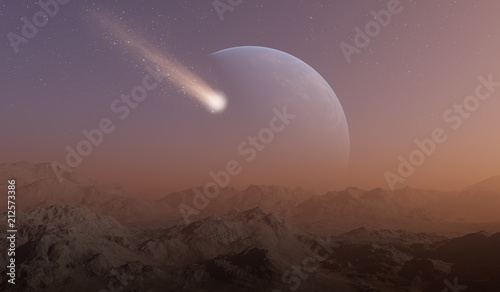 Fototapeta Naklejka Na Ścianę i Meble -  3d rendered Space Art: Alien Planet - A Fantasy Landscape