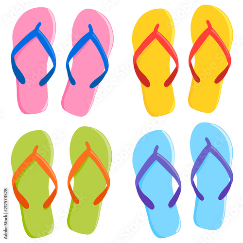 Colorful summer flip flops sandals. Vector illustration