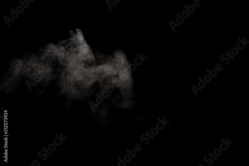 White smoke isolated on black background.