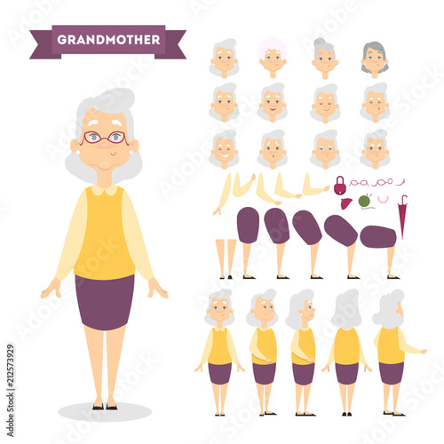 Old woman character set for animation
