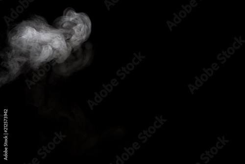 White smoke isolated on black background.