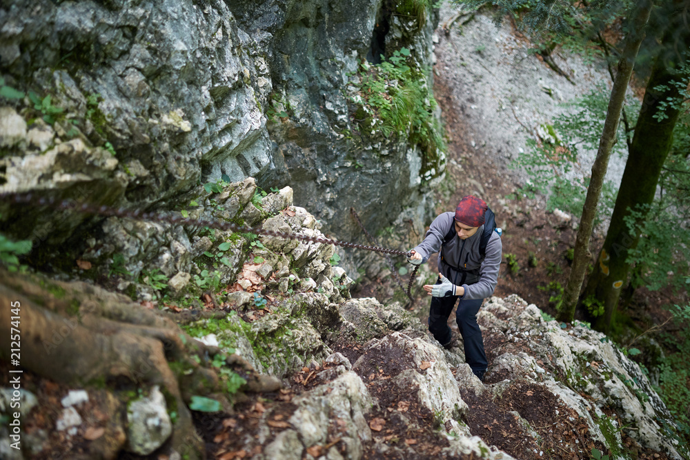 Hikers on a rough trail