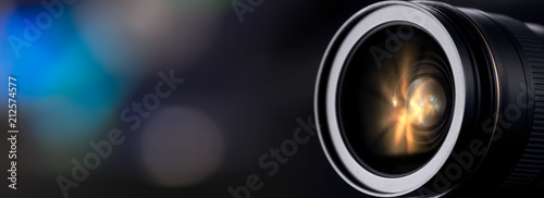 dslr camera lens. lens close up. photography lens isolated photo