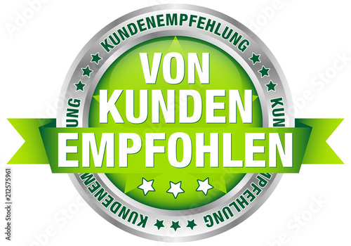 Button Banderole "Von Kunden empfohlen" grün/silber