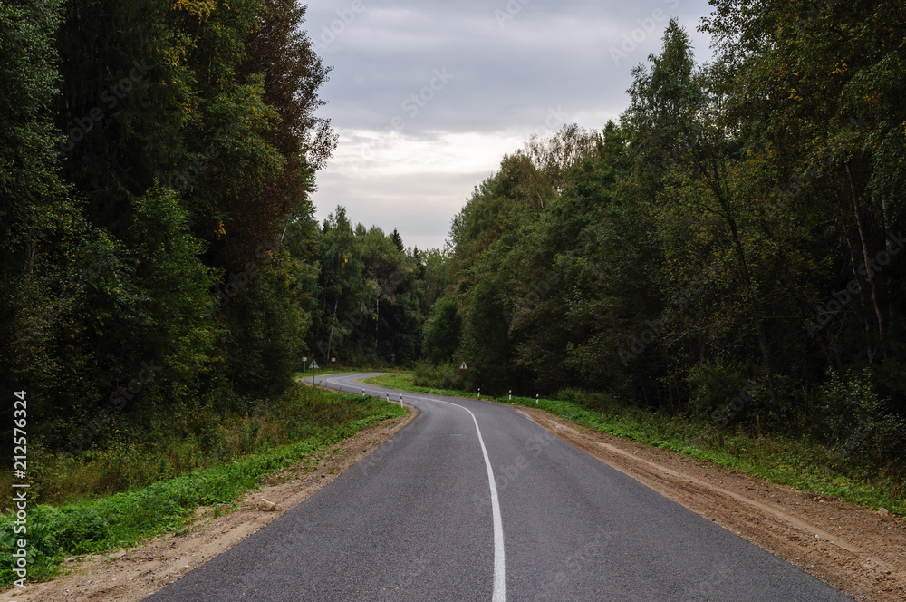 Asphalt road through the forest Asphalt road through the forest
