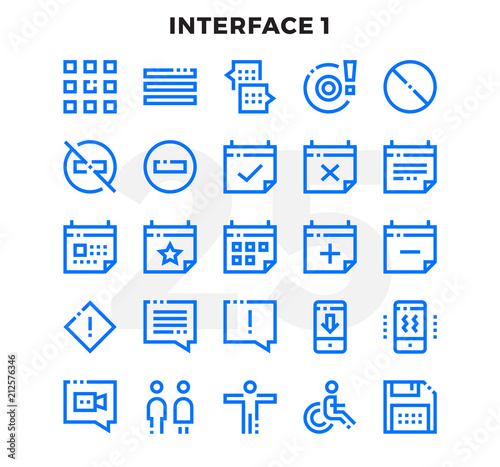 Dashed Outline Icons Pack for UI. Pixel perfect thin line vector icon set for web design and website application.