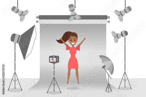 Beautiful woman making photoshoot
