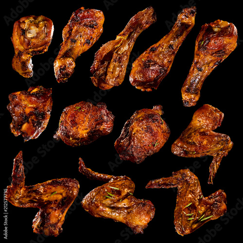 Chicken legs and wings isol...