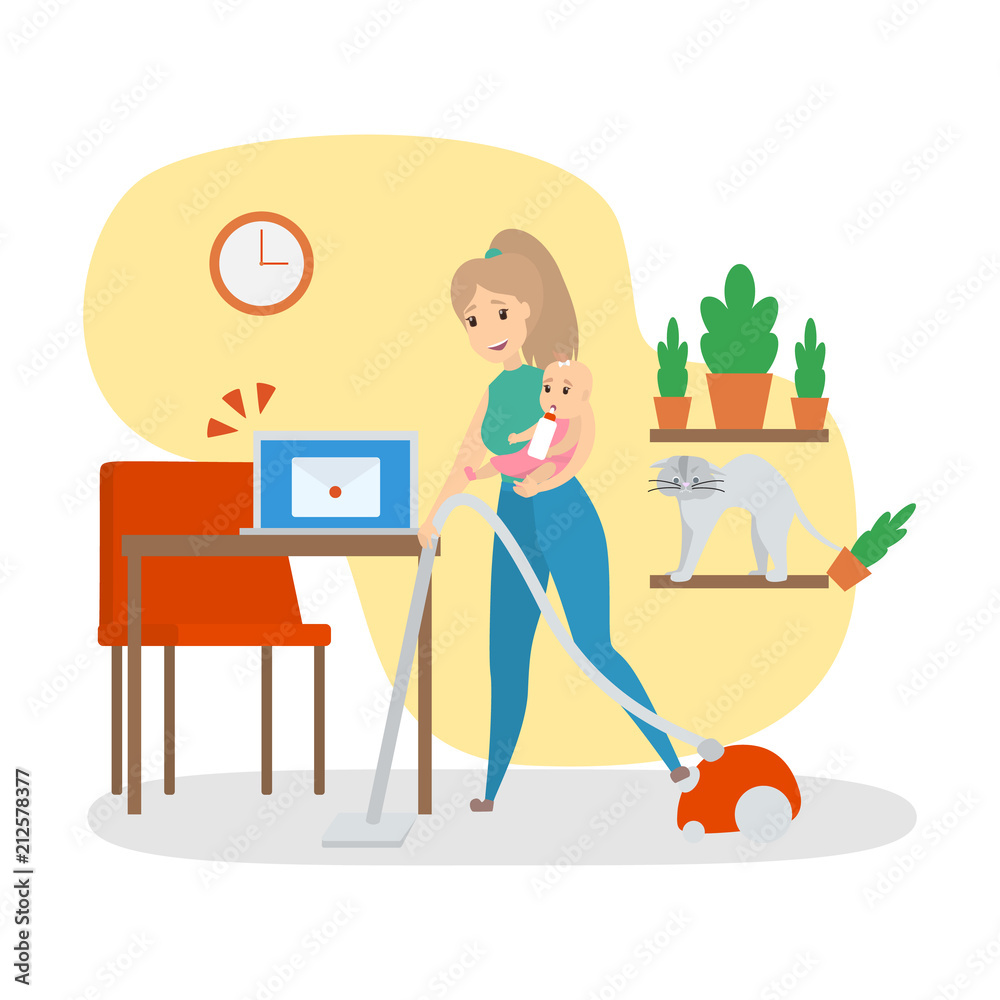 Woman busy doing housework at home Woman busy doing housework at home