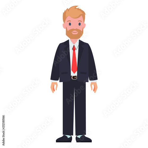 Man in Black Suit, White Shirt and Red Tie Beard