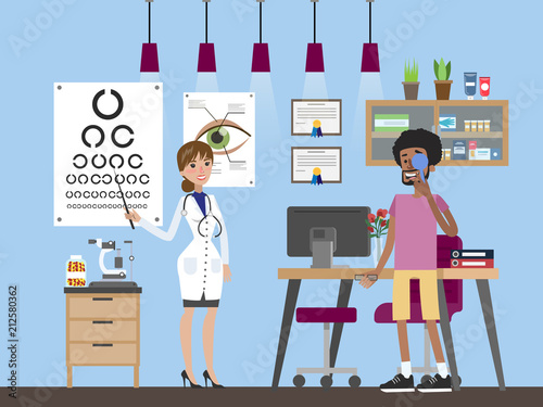 Eye examination with ophtalmologist