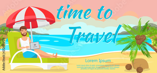 Man in Chaise Longue with Laptop.