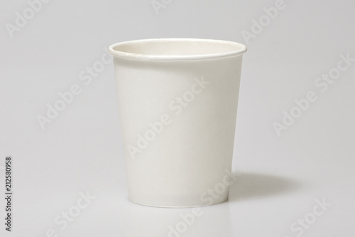 white paper cup mock up on white background