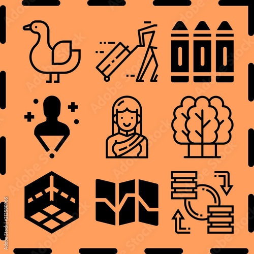 Simple 9 icon set of art related [iconsRandom:4] vector icons. Collection Illustration