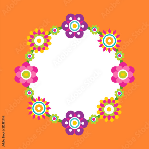 Photo Frame Made of Abstract Flower Blossoms, Vector