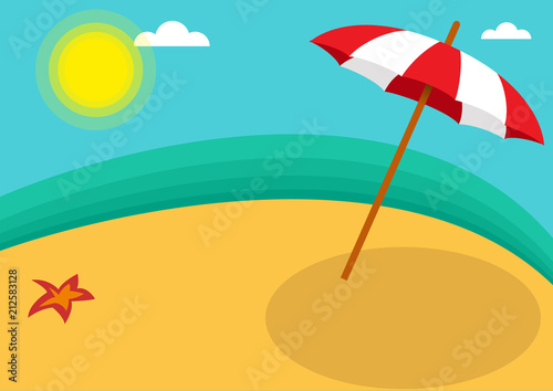 Vector abstract umbrella on the beach, summer background concept