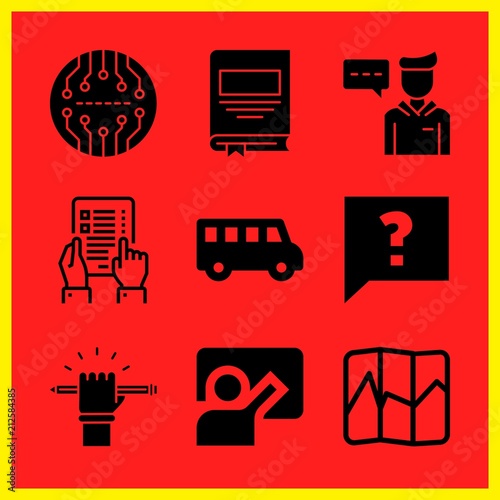 Simple 9 icon set of edication related exam, book, blackboard and education vector icons. Collection Illustration