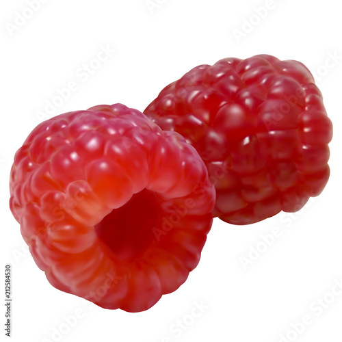 Realistic fresh juicy raspberry. 3d vector illustration.