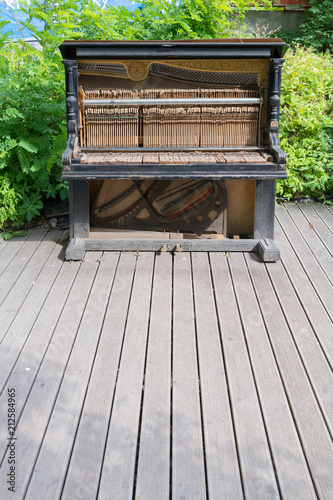 Old piano left outdoors