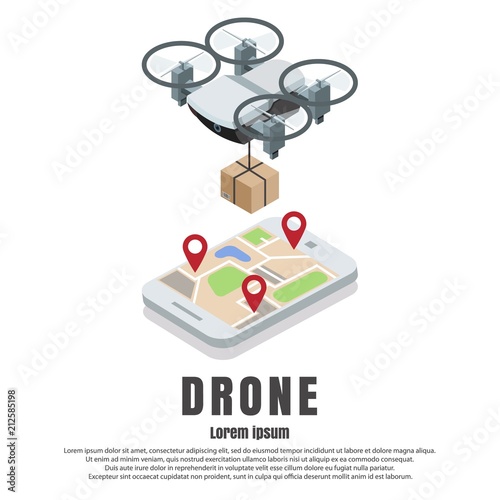 Smartphone drone vector isometric illustration