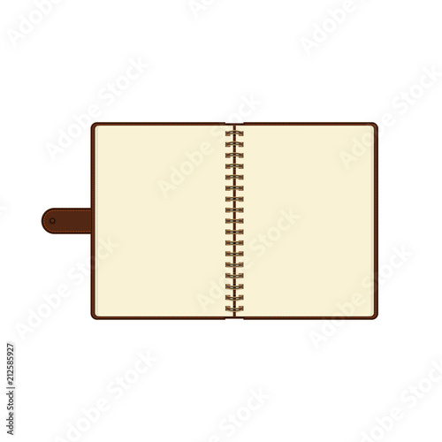 Open diary or personal organizer with empty pages. Isolated on white background daily planner. Vector.
