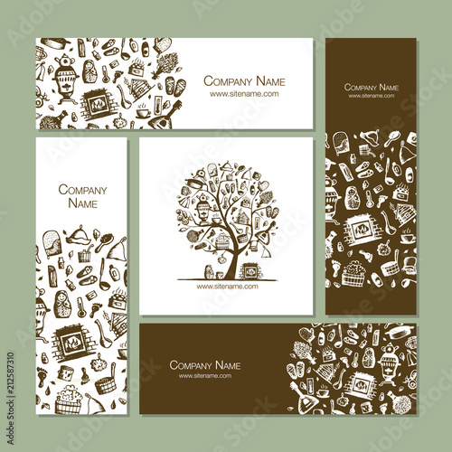 Business cards with bathhouse design elements