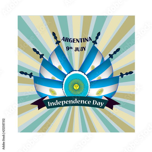 Independence Day of Argentina, illustration with national flags