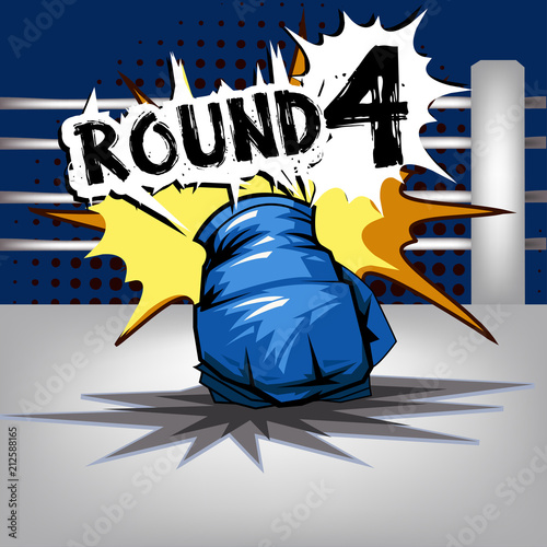 Punch boxing comic style and Blue corner with round:4