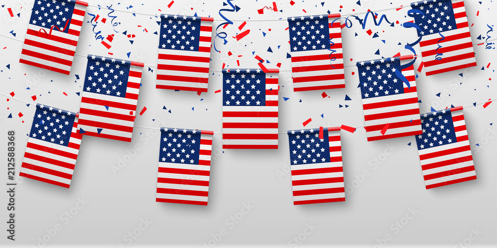 Obraz premium American background with national flags of USA.