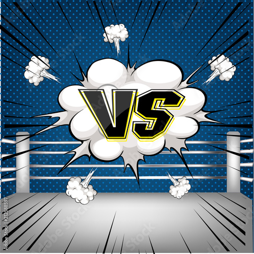 boxing ring corner with comic style blue