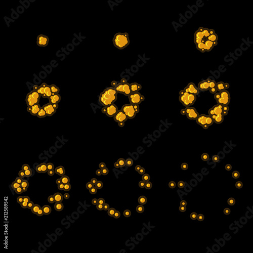Explode Animation Sequence . Cartoon Explosion Frames. Vector
