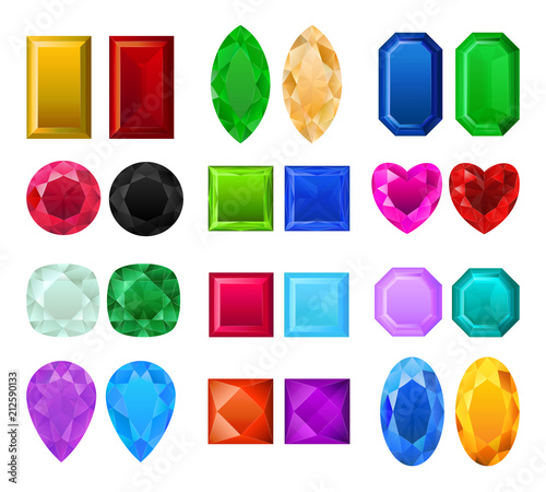 Set of realistic precious stones