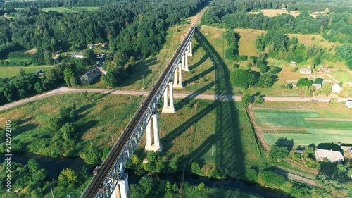 Railway Bridge of Lyduvenai, Lithuania, Aerial View photo