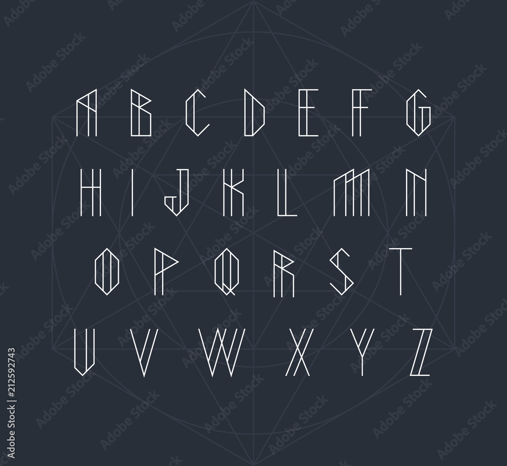Vector modern alphabet set. Geometric stylized letters Vector modern alphabet set. Geometric stylized letters