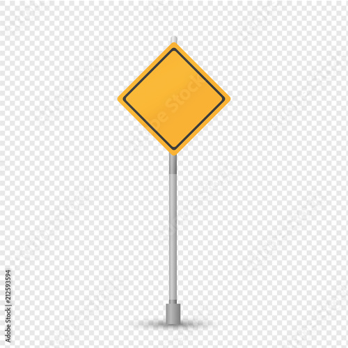 Road sign main road, priority over adjacent. Sign yellow rhombus.