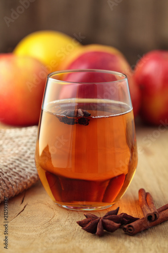 Canvas Print Apple cider with spices.